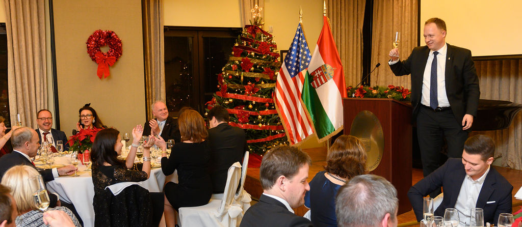 Ambassador Ferenc Kumin delivering a toast