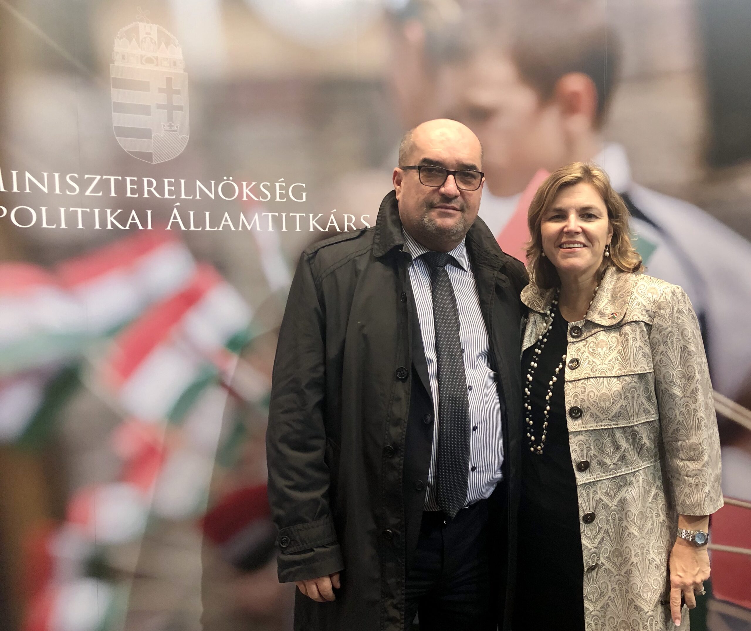 Coalition President Andrea Lauer Rice with Dr. László Brenzovics at the Hungarian Standing Conference (MÁÉRT) in November 2019
