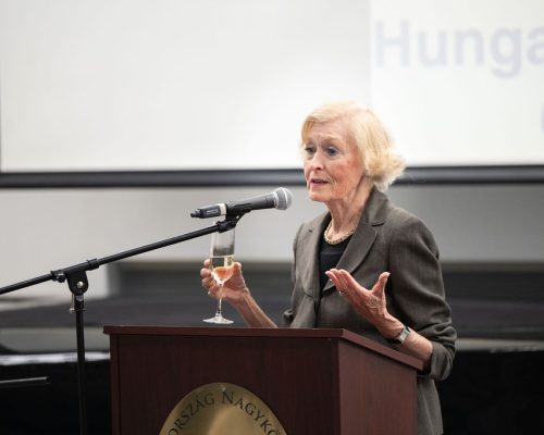 Honorary Consul Mrs. Eva E. Voisin (CA) delivering a toast