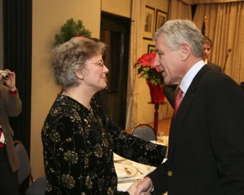 Mrs. Edith K. Lauer, Senator Chuck Hagel